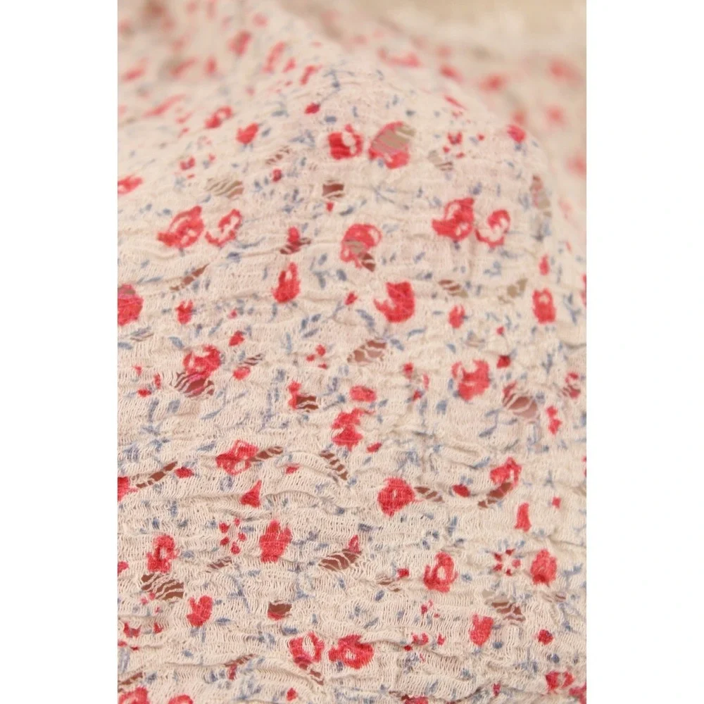 Free People Tunic Small Lace Knit snap‎ up long sleeve boho grunge Cottagecore